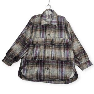 Lucca | Shacket Jacket | Women's | Large | Plaid Flannel | Oversized Wool Blend